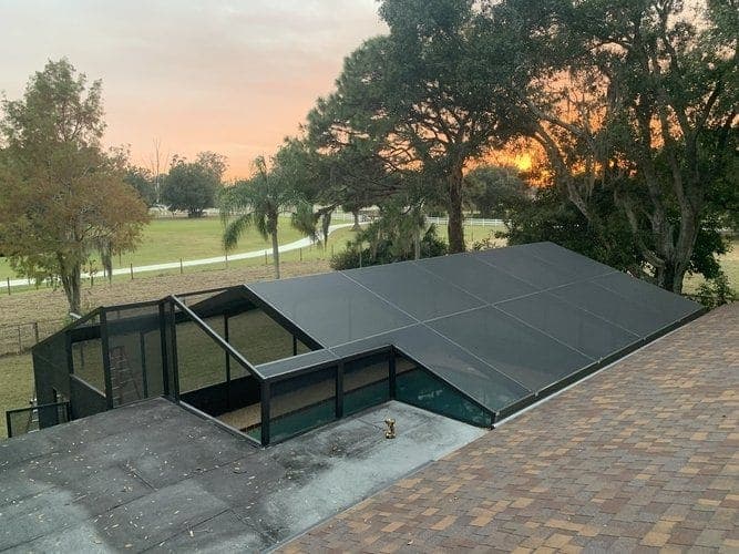 Complete pool cage rescreen on a golf course home in Rosedale, Bradenton
